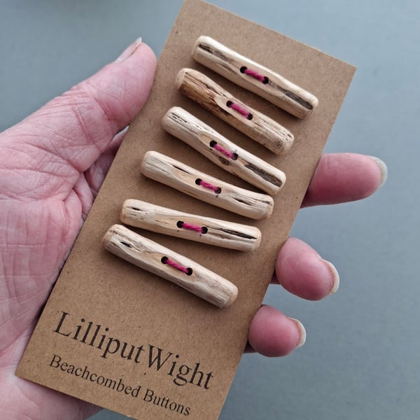 Six driftwood toggle buttons