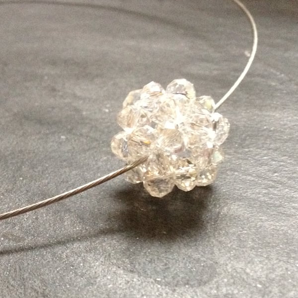 Beaded Crystal Snowball Pendant