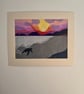 Original Paper Collage Seascape - Sunset Turtle