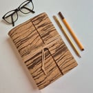 Cork Journal with tiger stripe, A5 and A6 size, Refillable, Vegan, Peta approved