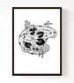  lino print - Pond Life - Super Seconds - Image 2