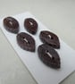 5 Small Leaf Shaped Dark Copper Ceramic Buttons - Image 4