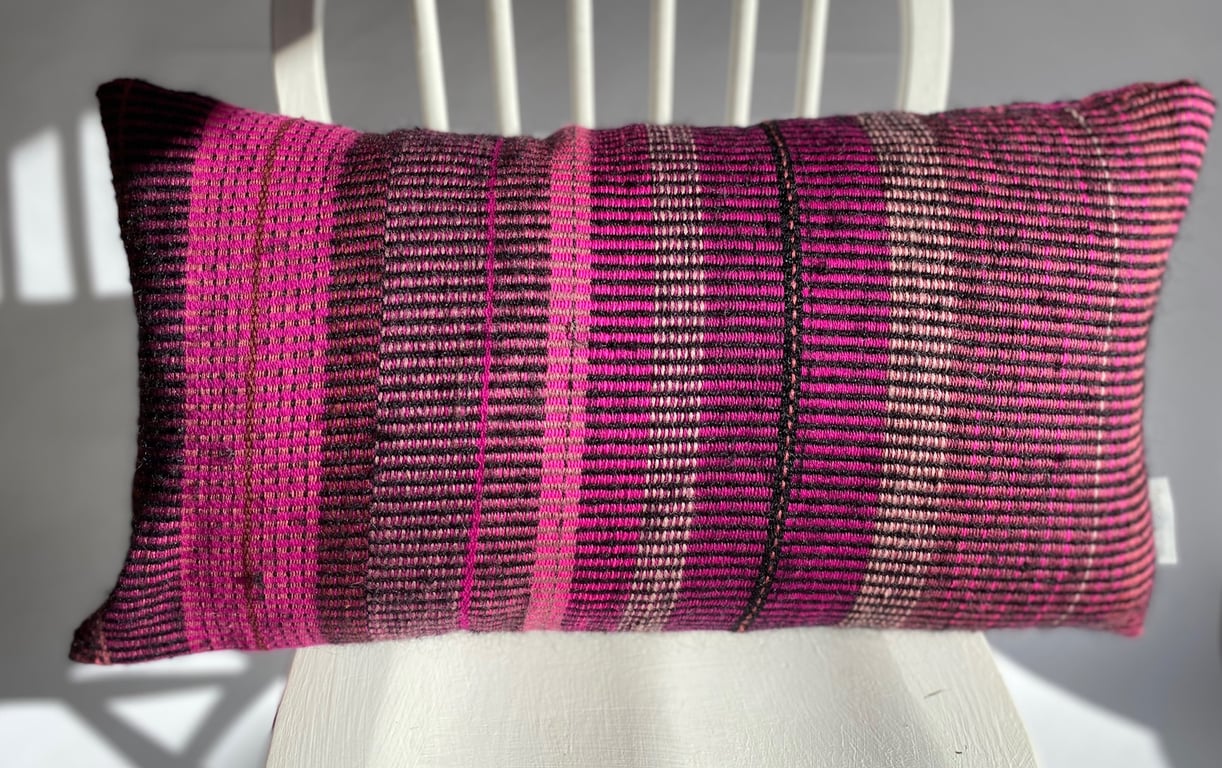  Hand woven cushion, crafted using wool & mohair yarns by Yvonne Skelton