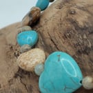 Calia 02 . Picture Jasper, Dyed Howlite, Aqua Terra Jasper Stone Bracelet