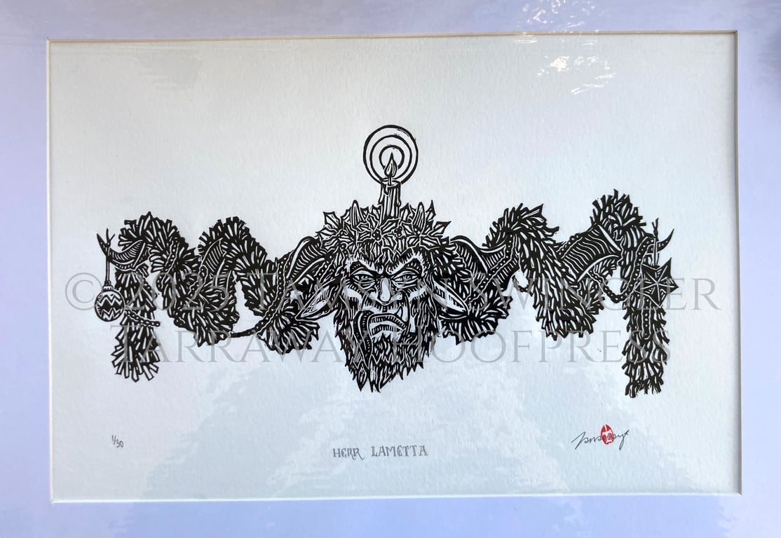 Herr Lametta - Mr Tinsel - Krampus Limited Edition Lino Print