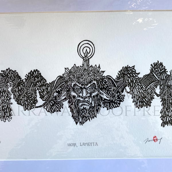 Herr Lametta - Mr Tinsel - Krampus Limited Edition Lino Print