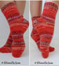 Wool hand knitted socks, Unisex socks, Multi-coloured knit socks - Image 3