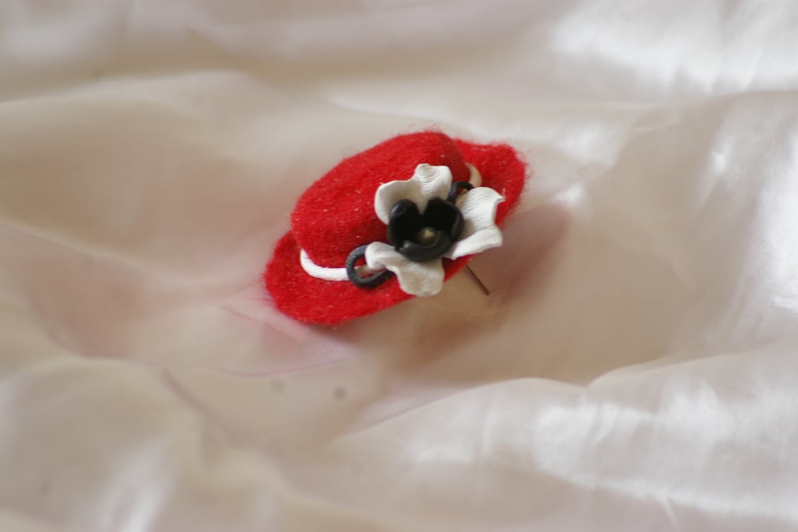Handmade felted wool hat brooch