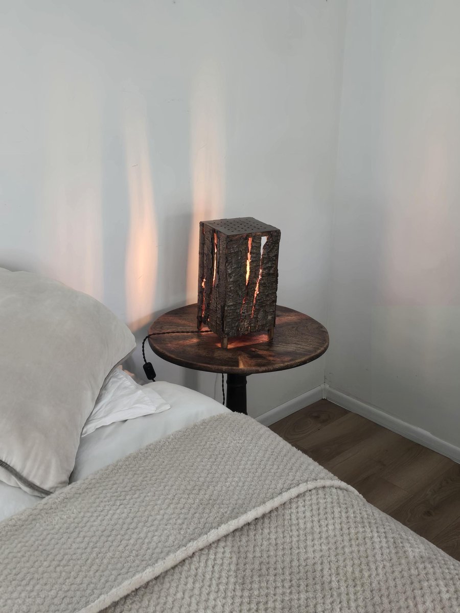 Image of Soft Glow Tree Bark Bedside lamp