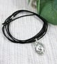 Silver and Pearl Organic Shape Necklace or Wrap Bracelet on Waxed Cord - Image 2