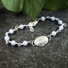 Angelite Bracelet. Sterling Silver with Recycled Silver Nugget Faith & Feather