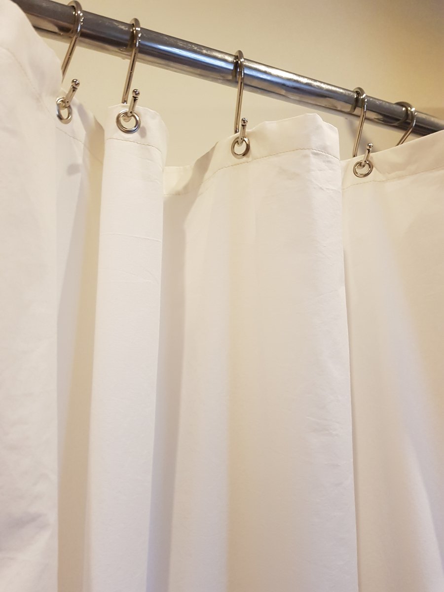 Winter White undyed Organic Cotton Shower Curtain, washable non-waxed