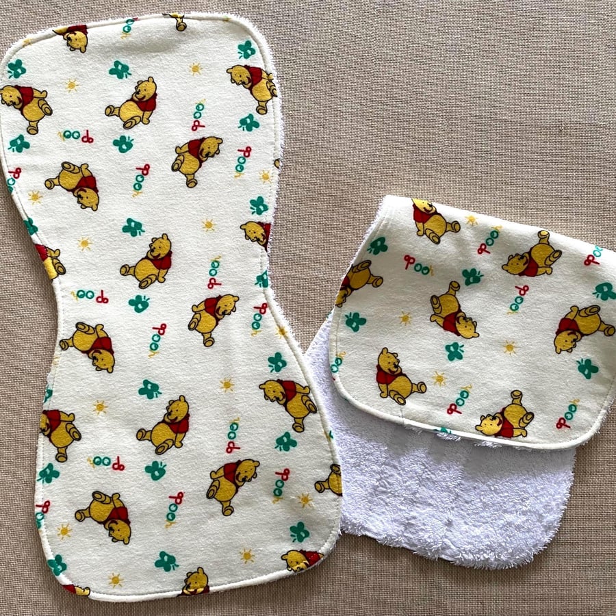 Handmade Baby Burp Cloth Flannel Terry Winnie the Pooh