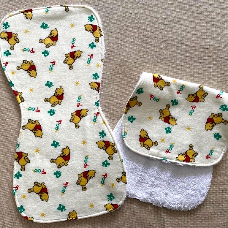 Handmade Baby Burp Cloth Flannel Terry Winnie the Pooh