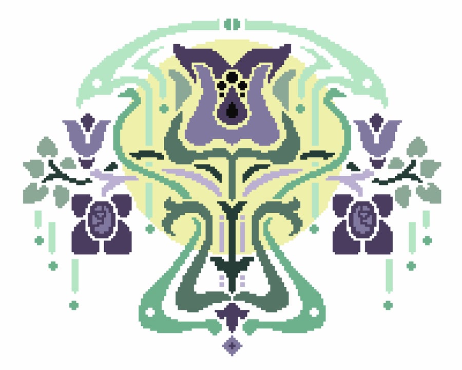 072 -Cross Stitch Pattern Art Nouveau, Arts and Crafts, Deco Flower vase pattern