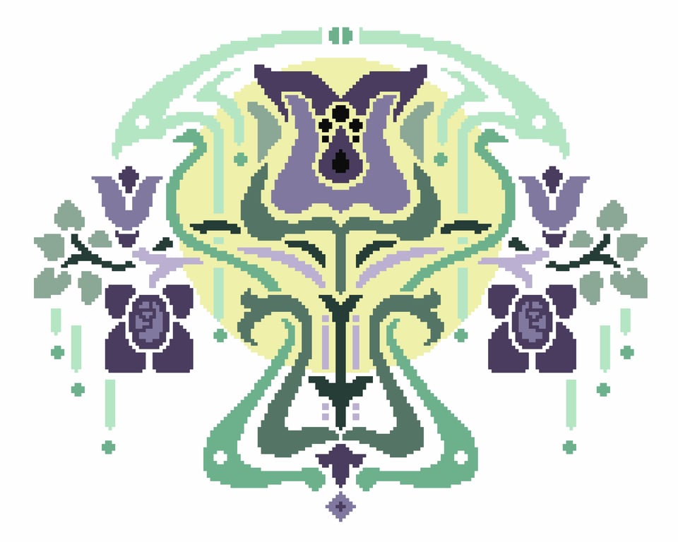 072 -Cross Stitch Pattern Art Nouveau, Arts and Crafts, Deco Flower vase pattern