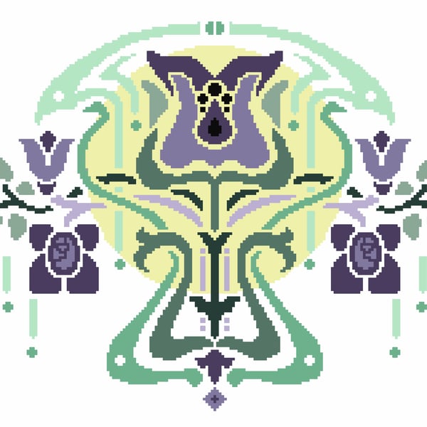 072 -Cross Stitch Pattern Art Nouveau, Arts and Crafts, Deco Flower vase pattern