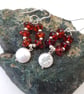 Sterling Silver Amber & Pearl Drop Earrings Statement Drop Earrings  - Image 6