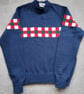 Chequered jumper in navy merino blend wool 40 ins (102cm)