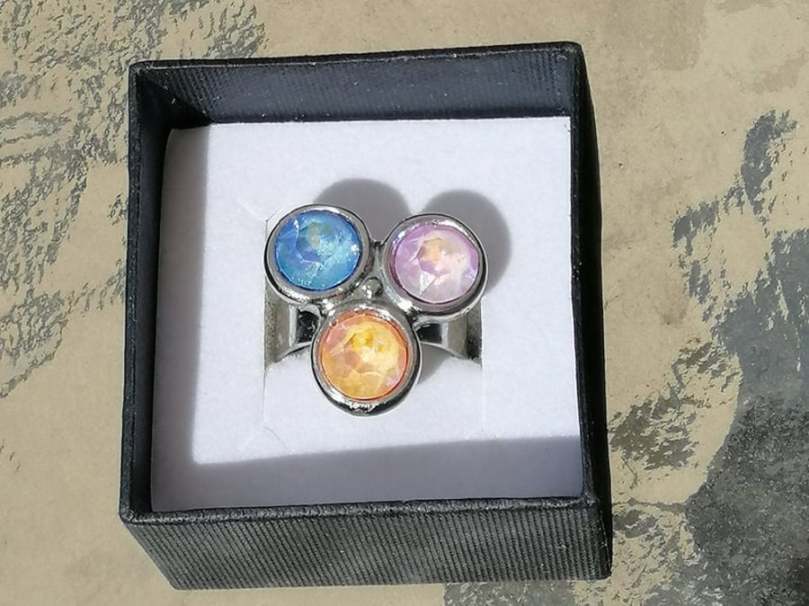 Adjustable Swarovski Delite Trio Ring