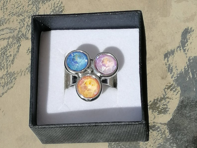 Adjustable Swarovski Delite Trio Ring