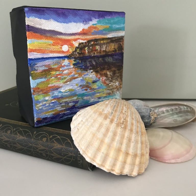 'Sunrise - Hunstanton', Original Painting, Seascape, Norfolk Coast Painting