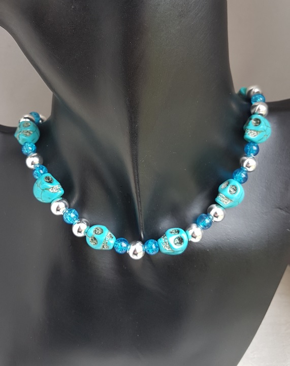 Gorgeous Blue Skull Choker Necklace.