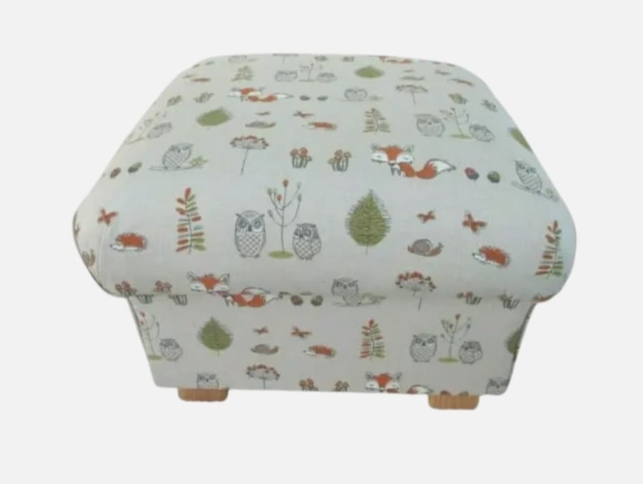 Storage Footstool Fryetts Woodland Animals Fabric Pouffe Deer Foxes Nursery Fox