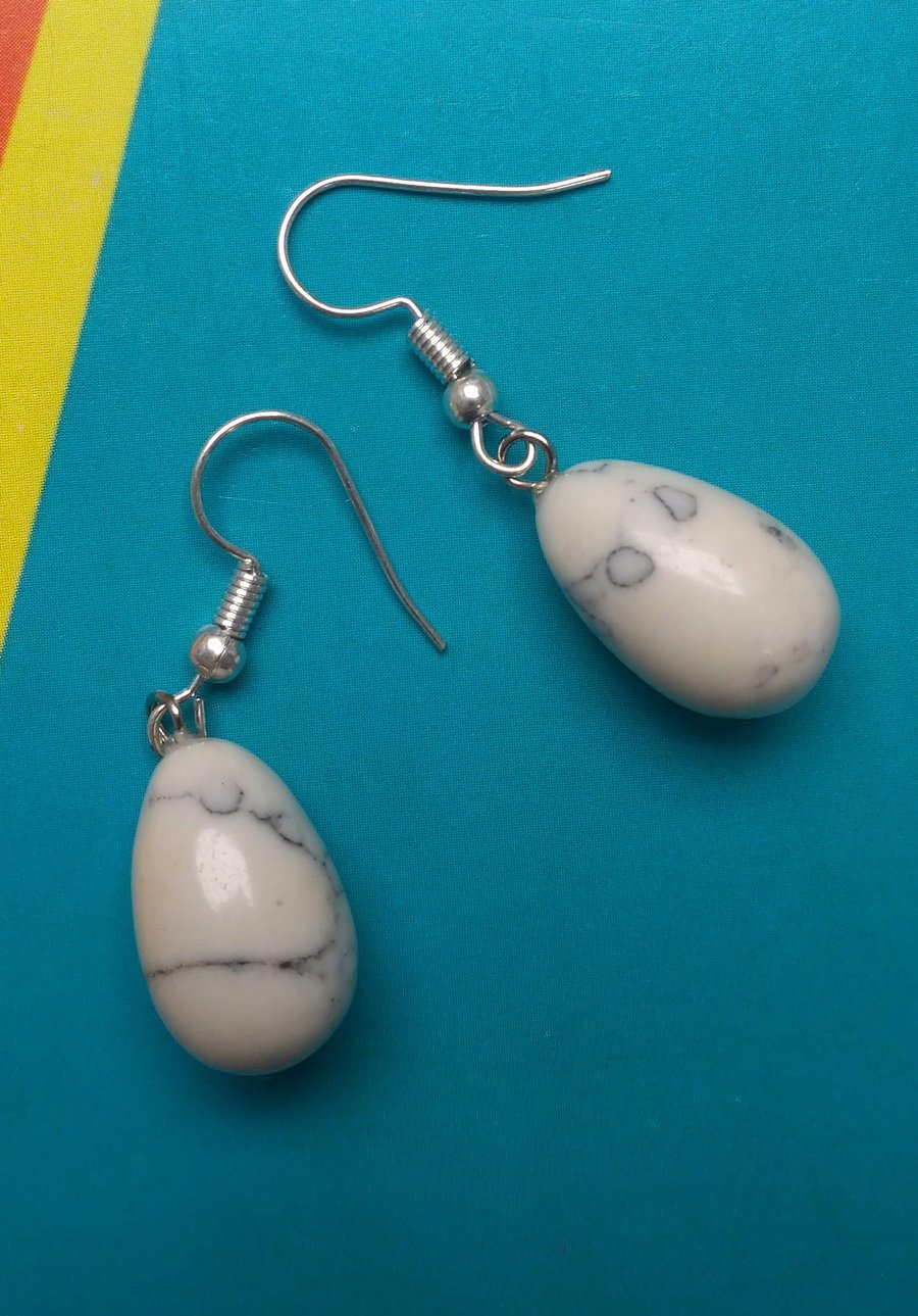 Really Fab White Howlite Earrings