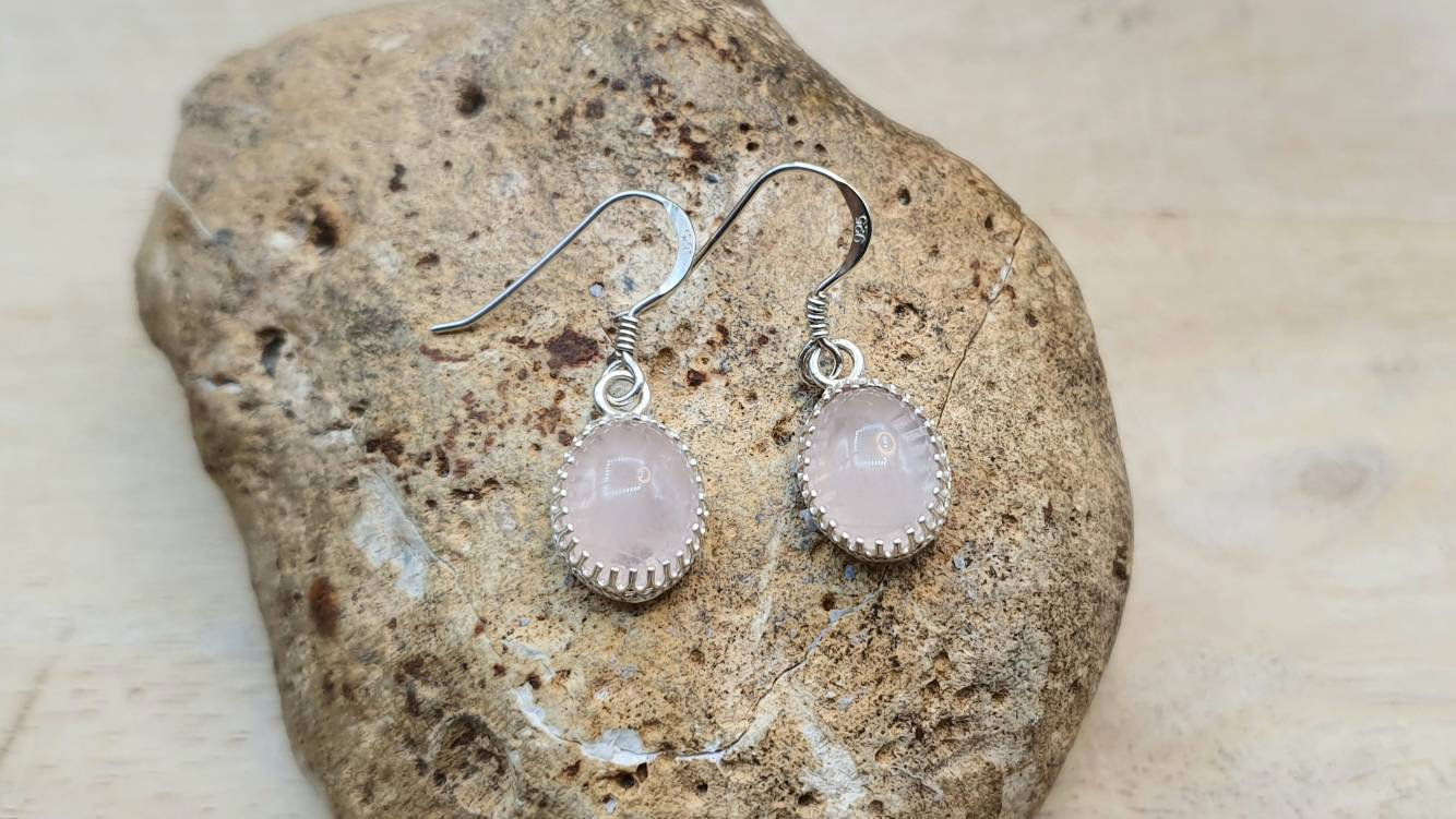 Rose Quartz earrings. January birthstone. 5th anniversary gemstone