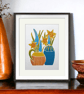 Daffodils in two vases - Original Lino Print - Image 4