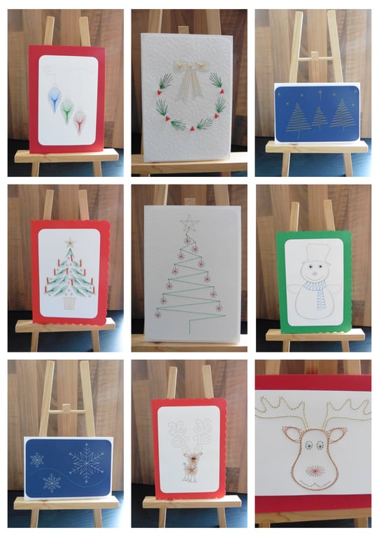 Christmas Cards - hand stitched and beaded