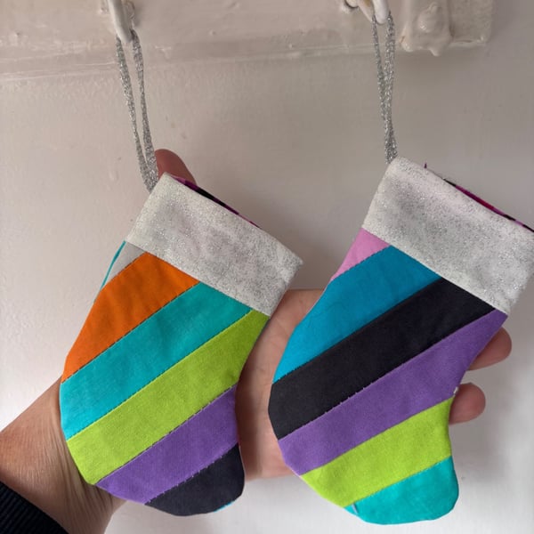 Summer seconds - two patchwork - Mini Christmas stockings - super cute