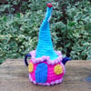 Crochet Fairy cottage tea cosy, colourful tea cosy for a small one cup teapot