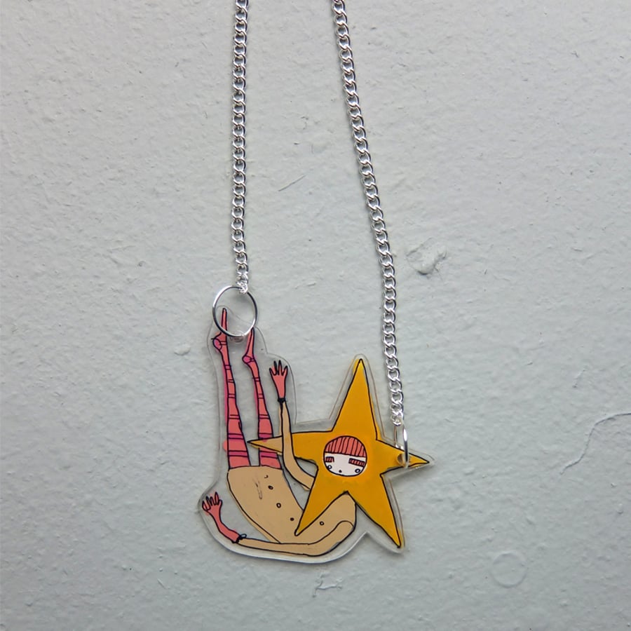 'Sometimes stars fall' Illustration necklace