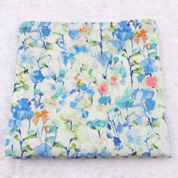 Liberty Lawn handkerchief, floral, cotton lawn handkerchief