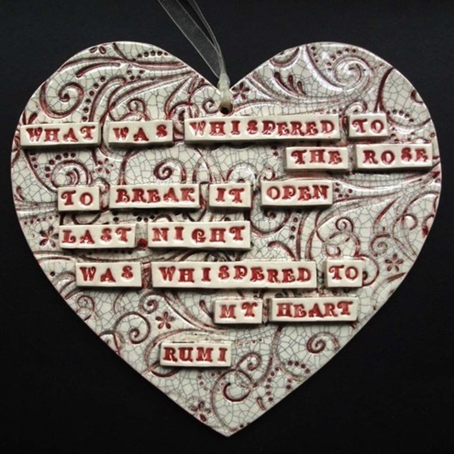 Giant ceramic poetry heart