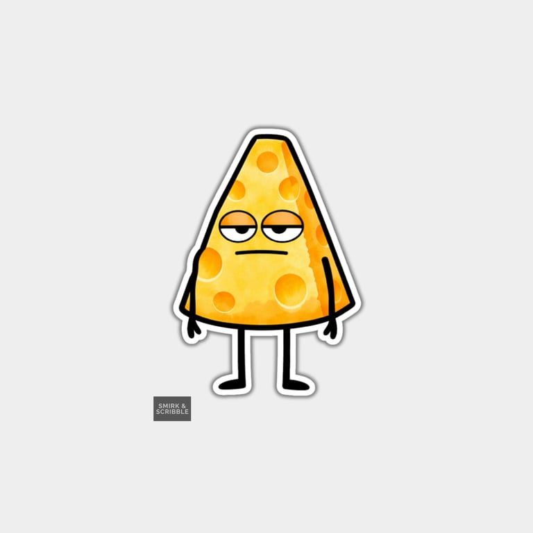 Funny Snarky Vinyl Sticker For Adults - Grumpy Cheese