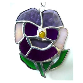 Pansy Suncatcher Stained Glass Purple Flower 012