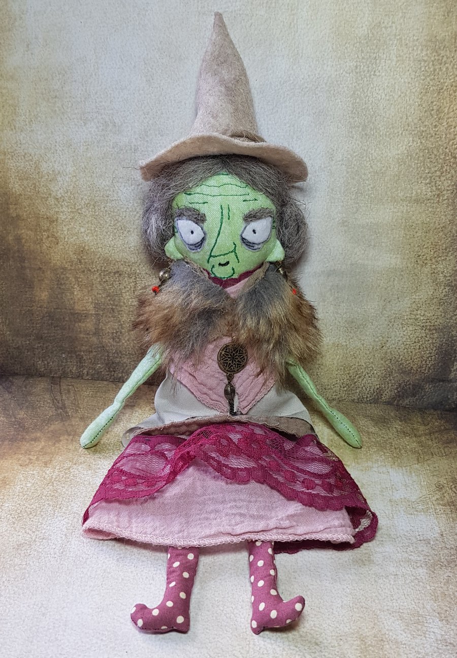 Handmade Art Doll Witch, Minerva