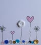 Birthday Card - Flowers, Hearts and Sequins - Turquoise and Pink - Image 2