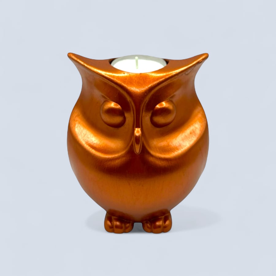 Copper Coloured Owl Tea Light Holder (OWL1)