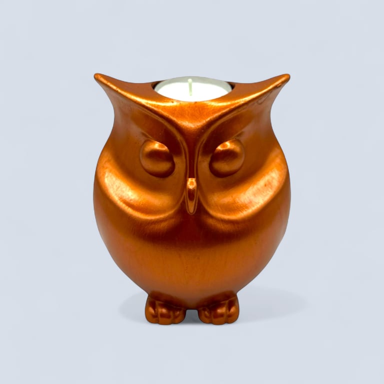 Copper Coloured Owl Tea Light Holder (OWL1)
