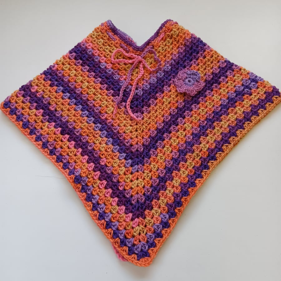 Crochet Child's Poncho (Orange Haze) - adorable outerwear!