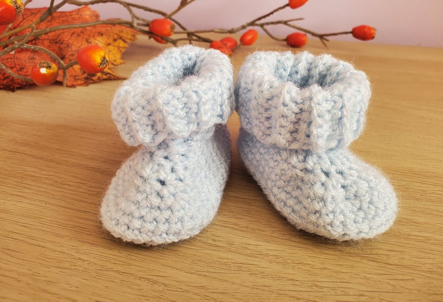 Baby sky blue booties 0 - 3 months
