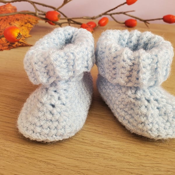 Baby sky blue booties 0 - 3 months