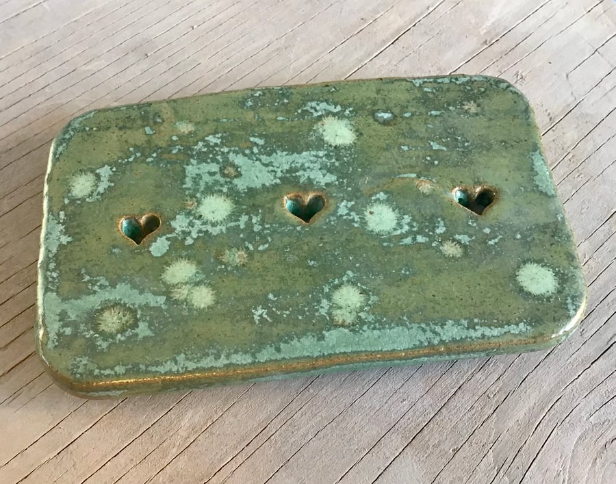 Heart soap dish crocodile green