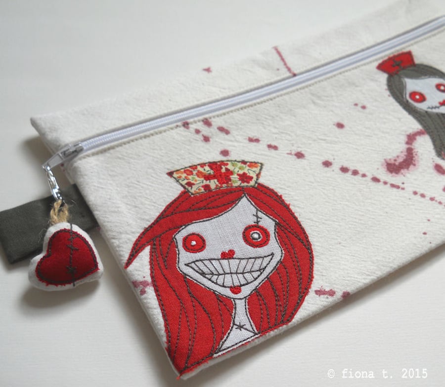 freehand embroidered zombie nurses case