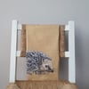 Tea towel, Hedgehog tea towel, organic cotton, hanging loop