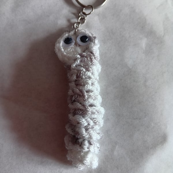 Handmade Crochet Worry Worm Keyring 